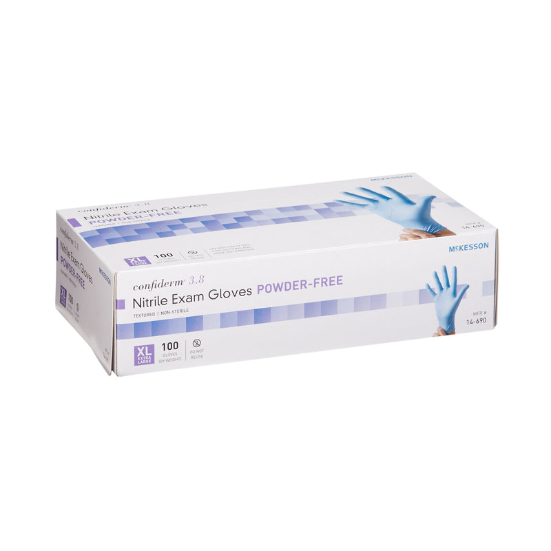 McKesson Confiderm® 3.8 Nitrile Exam Glove, Extra Large, Blue, 1 Box of 100 () - Img 4
