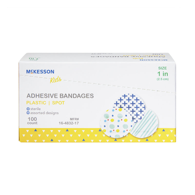 McKesson Kids™ Round Kid Design (Assorted Prints) Adhesive Spot Bandage, 1 Inch, 1 Box of 100 (General Wound Care) - Img 2