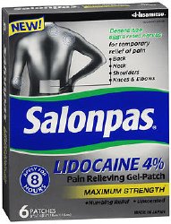 Salonpas® Lidocaine Topical Pain Relief Patch, 1 Box of 6 (Over the Counter) - Img 1