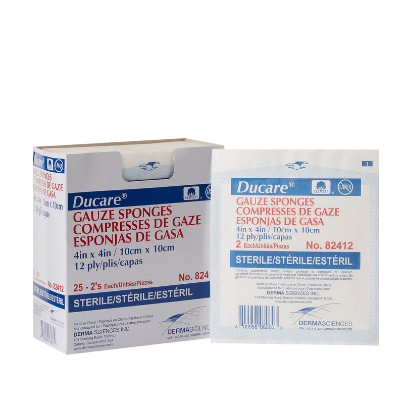 Ducare Sterile Gauze Sponge, 4 x 4 Inch, 1 Pack (General Wound Care) - Img 1