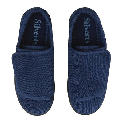 Silverts® Women's Double Extra Wide Easy Closure Slippers, Navy Blue, Size 10, 1 Pair (Slippers and Slipper Socks) - Img 2