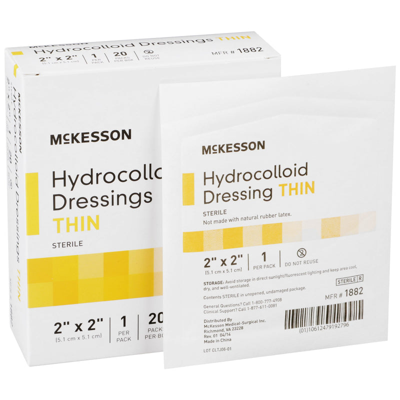 McKesson Hydrocolloid Dressing, 2 x 2 Inch, 1 Box of 20 (Advanced Wound Care) - Img 1
