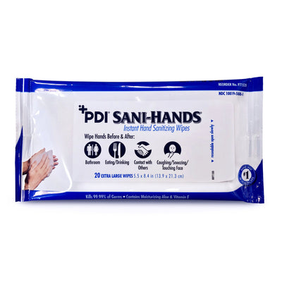 Sani-Hands Hand Sanitizing Wipes, Ethyl Alcohol, Scented, 5½ x 8.4 Inch Soft Pack, 1 Pack (Skin Care) - Img 1