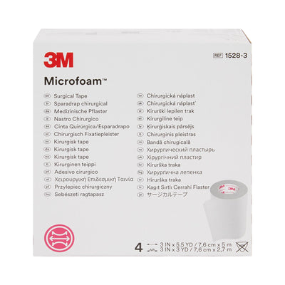 3M™ Microfoam™ Foam / Acrylic Adhesive Medical Tape, 3 Inch x 5-1/2 Yard, White, 1 Case of 24 (General Wound Care) - Img 2