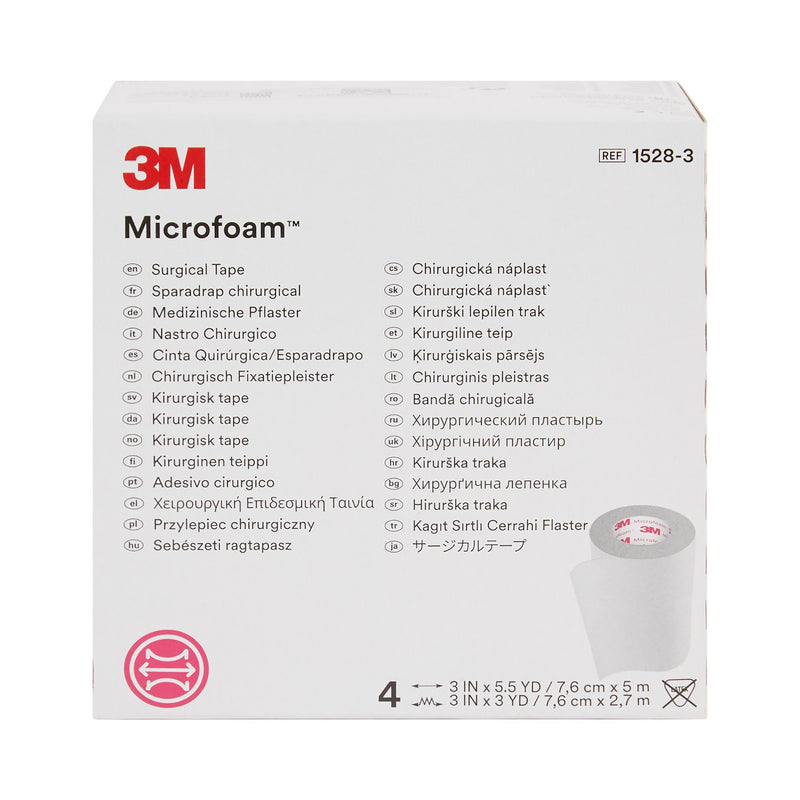 3M™ Microfoam™ Foam / Acrylic Adhesive Medical Tape, 3 Inch x 5-1/2 Yard, White, 1 Roll (General Wound Care) - Img 2