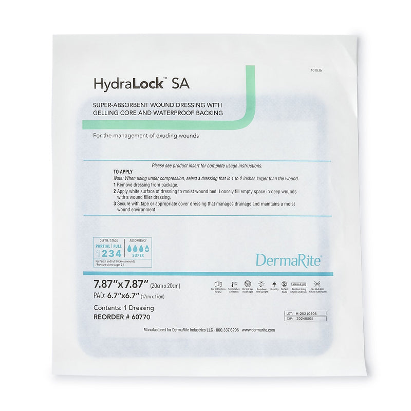 HydraLock™ SA Super Absorbent Dressing, 20 x 20 Centimeter, 1 Box of 10 (Advanced Wound Care) - Img 3