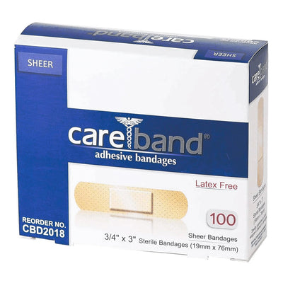 Careband™ Sheer Adhesive Strip, 3/4 x 3 Inch, 1 Case of 1200 (General Wound Care) - Img 1