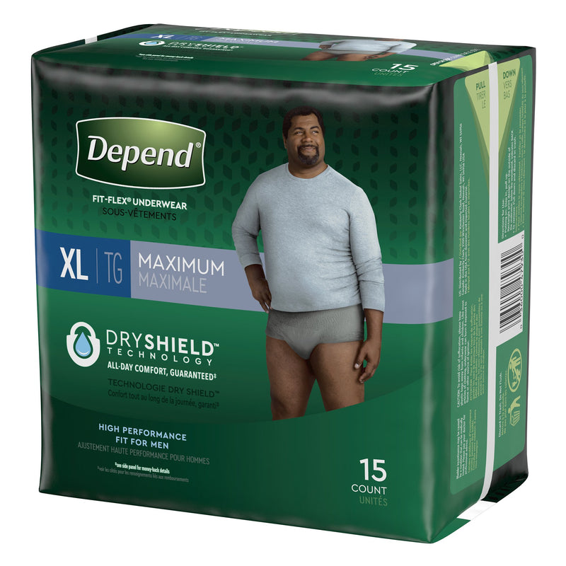 Depend FIT-FLEX Absorbent Underwear for Men, 44" to 64" Waist, X-Large, 1 Pack of 15 () - Img 2