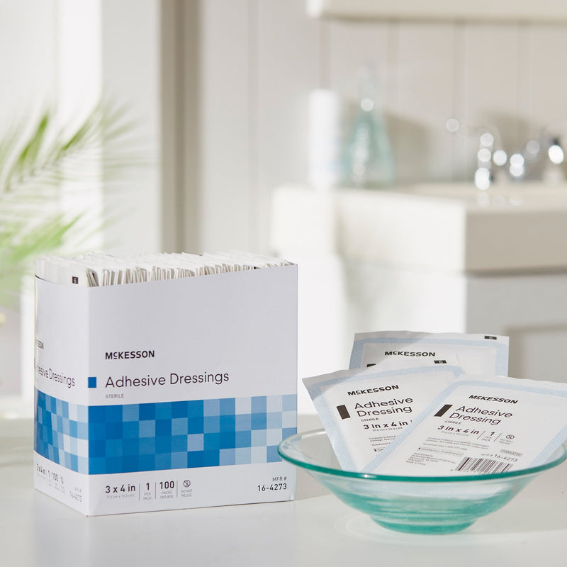 McKesson White Adhesive Dressing, 3 x 4 Inch, 1 Box of 100 (General Wound Care) - Img 7