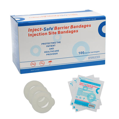 Inject-Safe™ Adhesive Barrier Strip, 1-3/8 Inch Diameter, 1 Box of 100 (General Wound Care) - Img 1