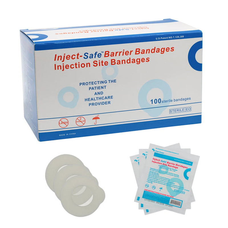Inject-Safe™ Adhesive Barrier Strip, 1-3/8 Inch Diameter, 1 Box of 100 (General Wound Care) - Img 1
