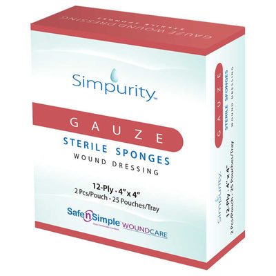 Simpurity Sterile Gauze Sponge, 4 x 4 Inch, 1 Case of 400 (General Wound Care) - Img 1