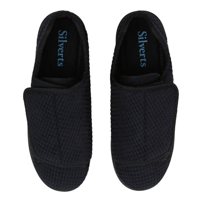 Silverts® Men's Double Extra Wide Slip Resistant Slippers, Black, Size 12, 1 Pair (Slippers and Slipper Socks) - Img 2