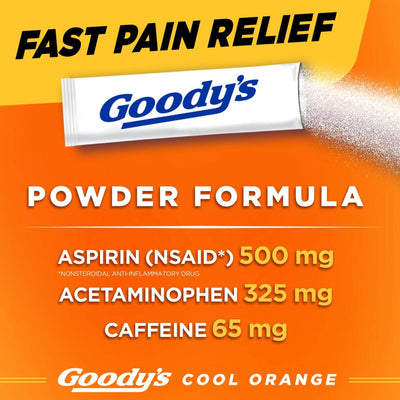 Goody's® Extra Strength Acetaminophen / Aspirin / Caffeine Pain Relief, Orange Flavor, 1 Each (Over the Counter) - Img 2