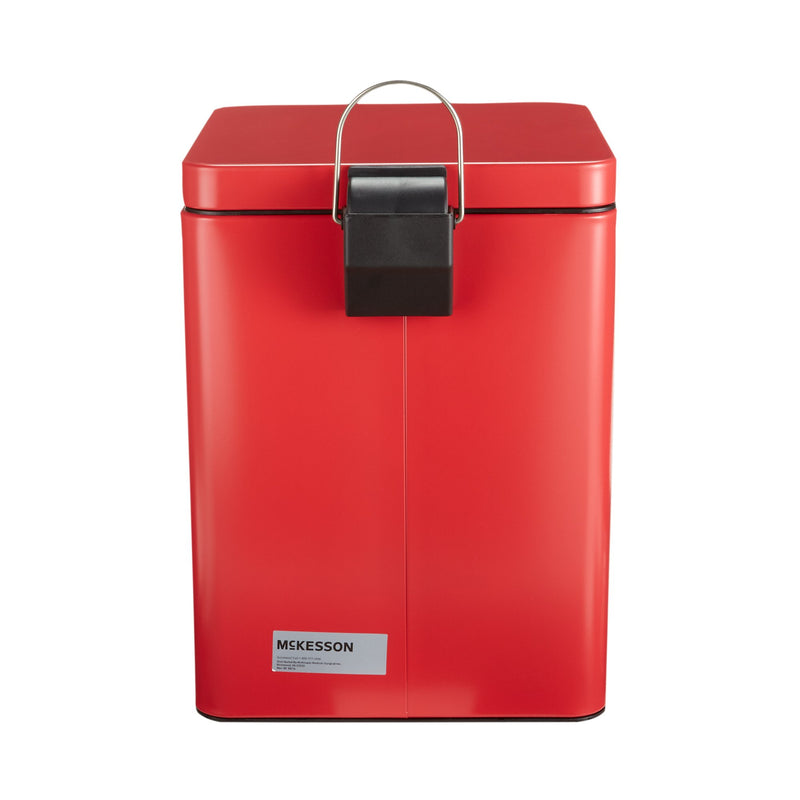 McKesson Trash Can with Plastic Liner, Square, Steel, Step-On, 20 QT, Red, 1 Each (Waste Receptacles) - Img 6