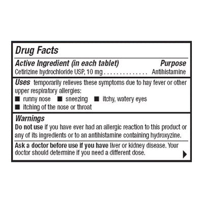 Mylan Cetirizine HCl Allergy Relief, 1 Bottle (Over the Counter) - Img 3