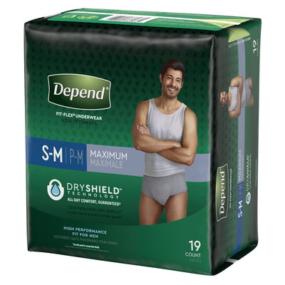 Depend FIT-FLEX Absorbent Underwear for Men, Small/Medium, Pull-On, Gray, Disposable, 1 Pack of 19 () - Img 2