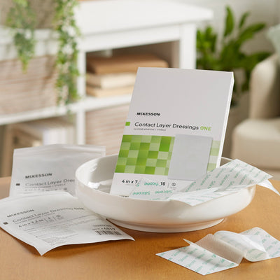 McKesson Silicone Wound Contact Layer Dressing, 4 x 7-2/5 Inch, 1 Box of 10 () - Img 7