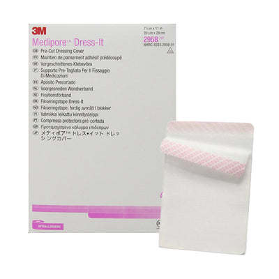 3M™ Medipore™ Cloth Dressing Retention Tape, 7-7/8 x 11 Inch, White, 1 Case of 100 (General Wound Care) - Img 1