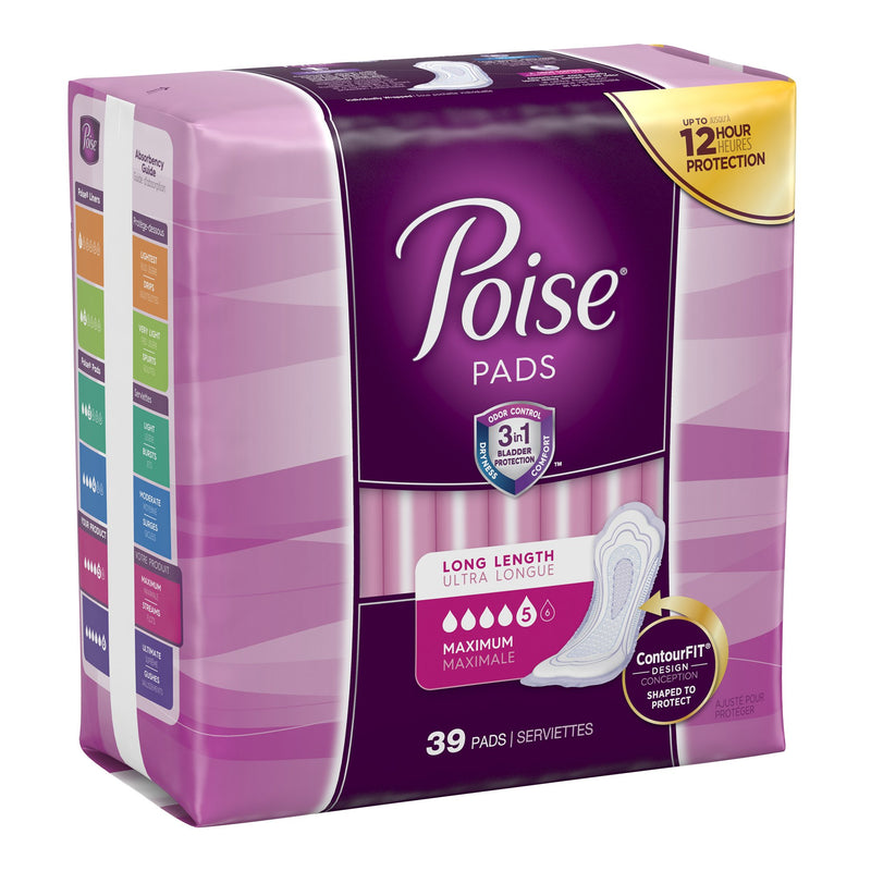 Poise® Maximum Bladder Control Pad, 14.6 Inch Length, 1 Pack of 39 () - Img 3