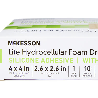 McKesson Lite Silicone Gel Adhesive with Border Thin Silicone Foam Dressing, 4 x 4 Inch, 1 Box of 10 (Advanced Wound Care) - Img 4