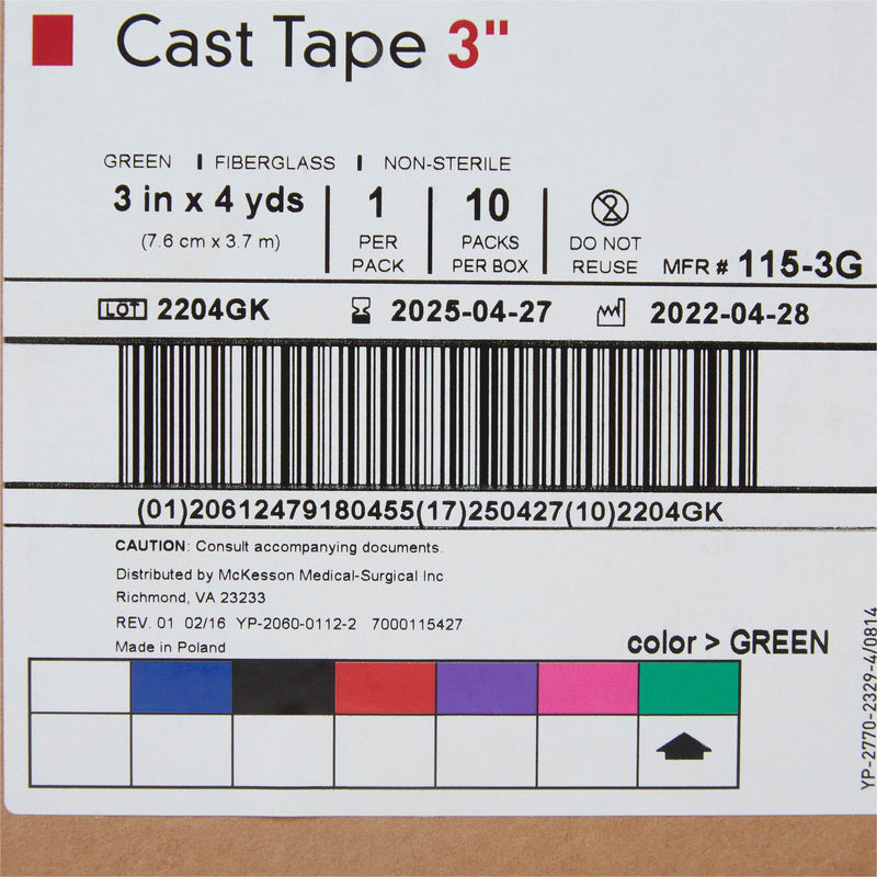 McKesson Cast Tape, Green, 3 Inch x 4 Yard, 1 Box of 10 (Casting) - Img 7