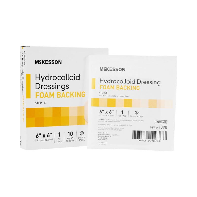 McKesson Hydrocolloid Dressing, 6 x 6 Inch, 1 Box of 10 (Advanced Wound Care) - Img 1
