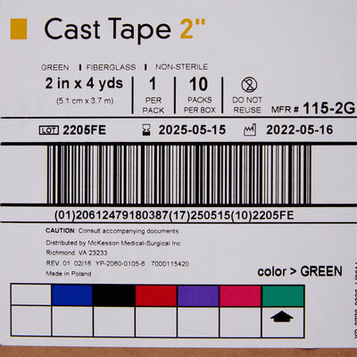 McKesson Green Cast Tape, 2 Inch x 4 Yard, 1 Box of 10 (Casting) - Img 8