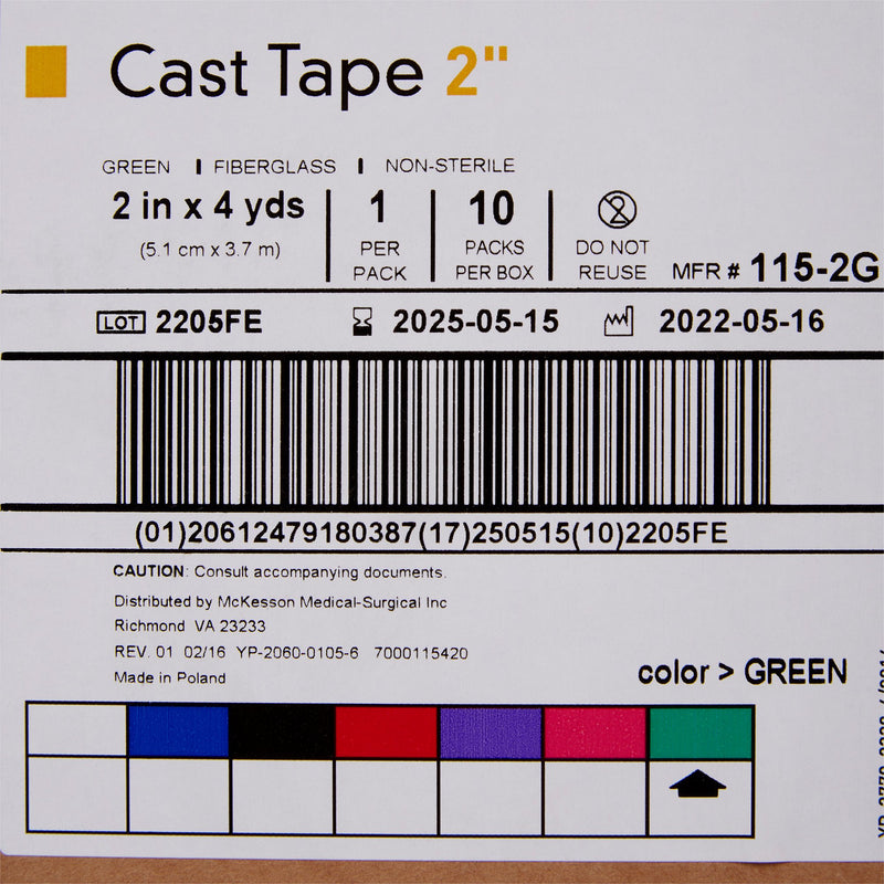 McKesson Green Cast Tape, 2 Inch x 4 Yard, 1 Box of 10 (Casting) - Img 8