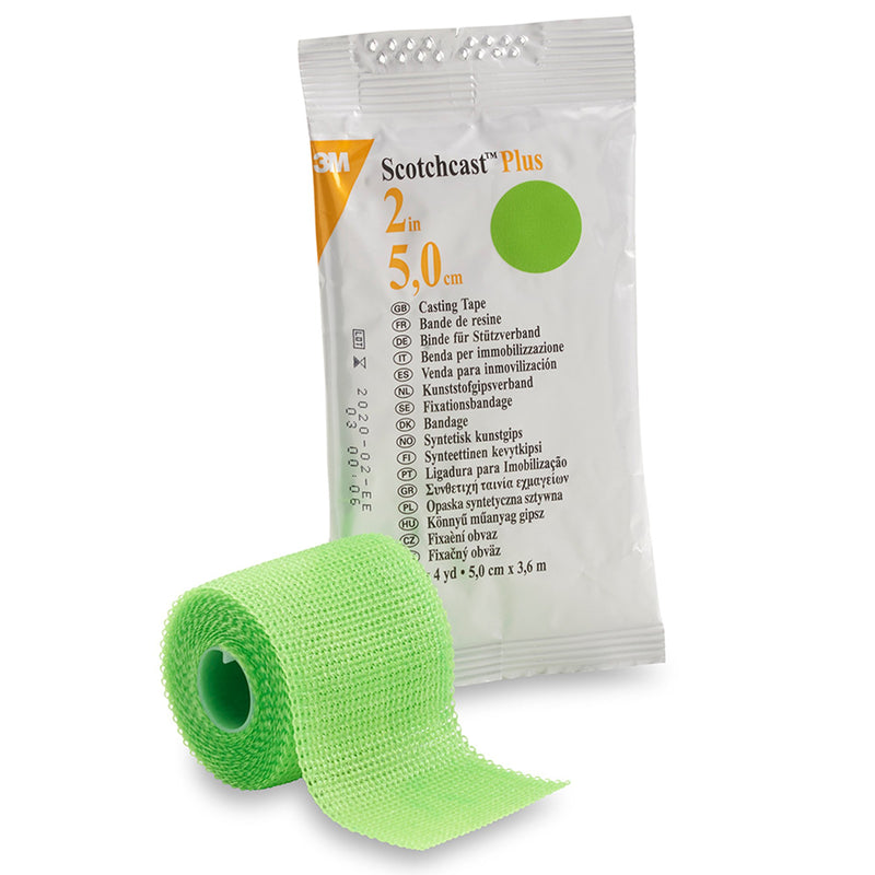 3M™ Scotchcast™ Plus Bright Green Cast Tape, 2 Inch x 4 Yard, 1 Box of 10 (Casting) - Img 1