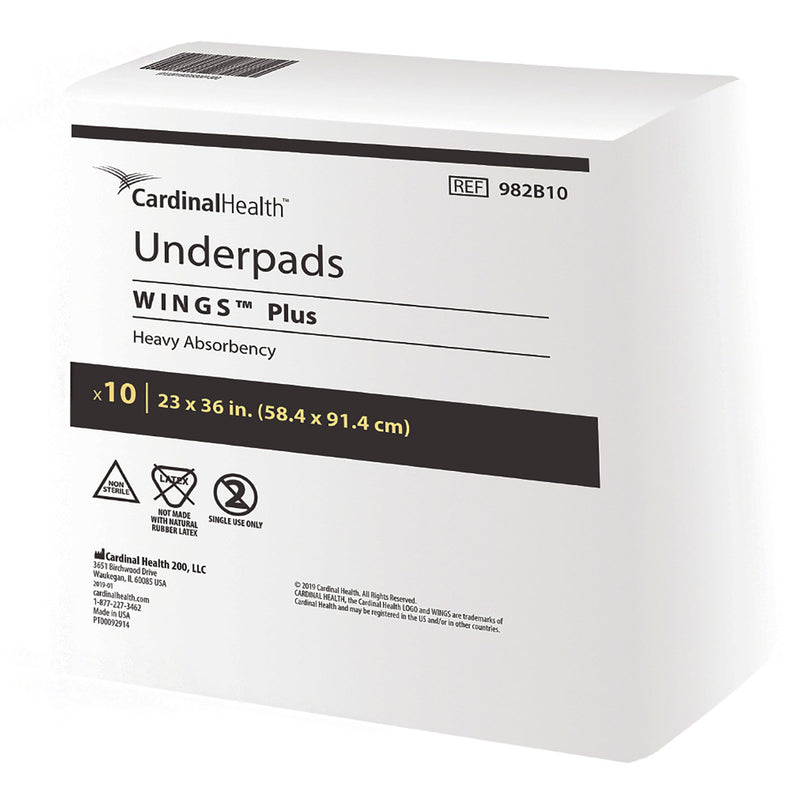 Wings Plus Underpads, Disposable, Heavy Absorbency, Beige, 23 X 36 Inch, 1 Bag of 10 (Underpads) - Img 1