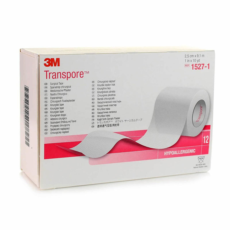 3M™ Transpore™ Plastic Medical Tape, 1 Inch x 10 Yard, Transparent, 1 Box of 12 (General Wound Care) - Img 4