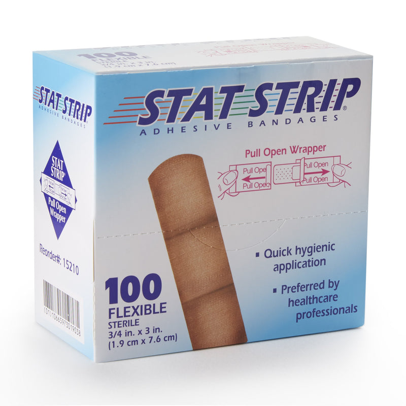 American® White Cross Stat Strip® Adhesive Strip, 3/4 x 3 Inch, 1 Box of 100 (General Wound Care) - Img 1