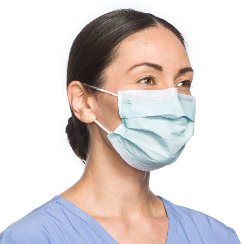 Halyard Procedure Mask, Pleated, One Size Fits Most, Tissue Blue, Non-sterile, 1 Case of 500 (Masks) - Img 2