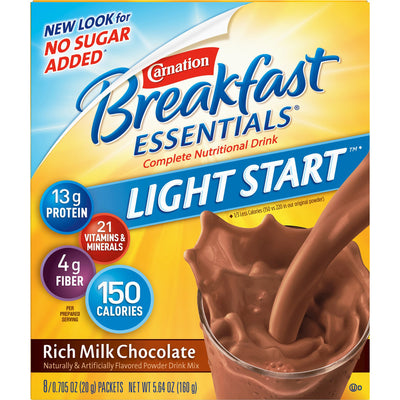 Carnation Breakfast Essentials® Light Start Chocolate Oral Supplement, 20 Gram Packet, 1 Box of 8 (Nutritionals) - Img 5