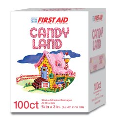 American® White Cross Stat Strip® Candy Land Adhesive Strip, ¾ x 3 Inch, 1 Box of 100 (General Wound Care) - Img 1