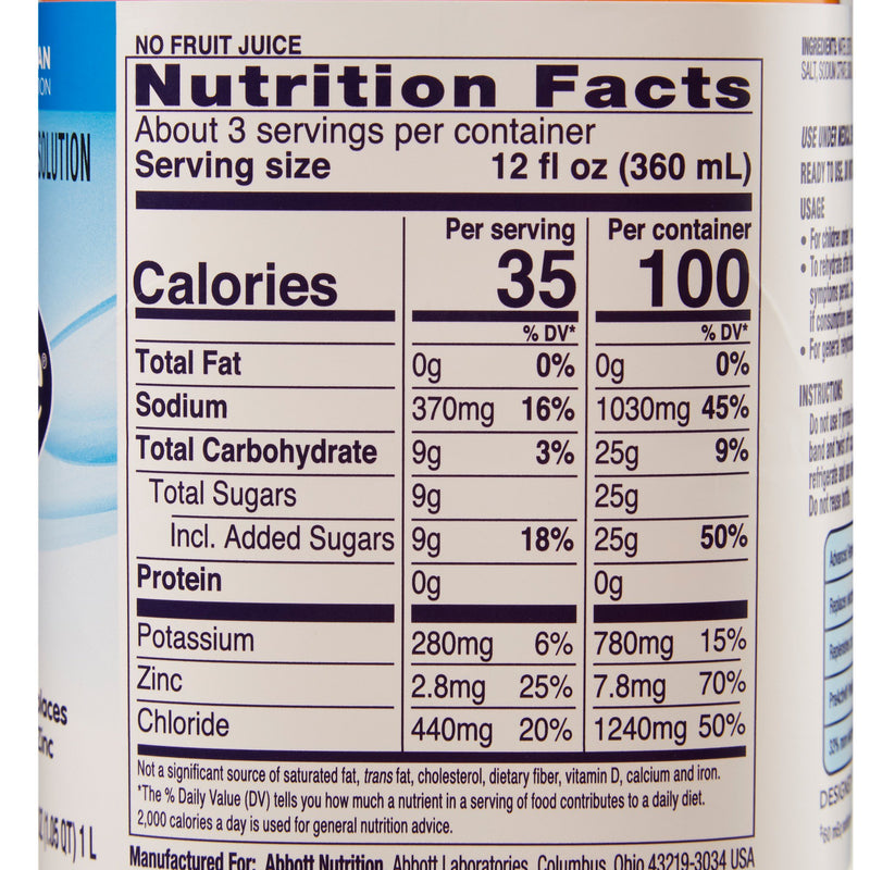 Pedialyte® Fruit Pediatric Oral Electrolyte Solution, 1 Liter Bottle, 1 Each () - Img 4