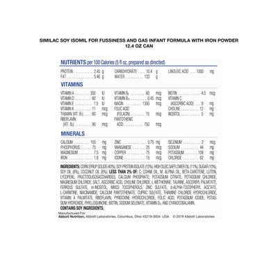 Similac® Soy Isomil® For Fussiness and Gas Powder Infant Formula, 12.4 oz. Can, 1 Each () - Img 3