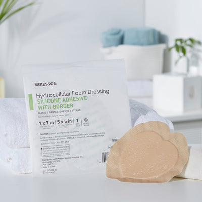 McKesson Silicone Adhesive with Border Silicone Foam Dressing, 7 x 7 Inch Sacral, 1 Box of 10 (Advanced Wound Care) - Img 9