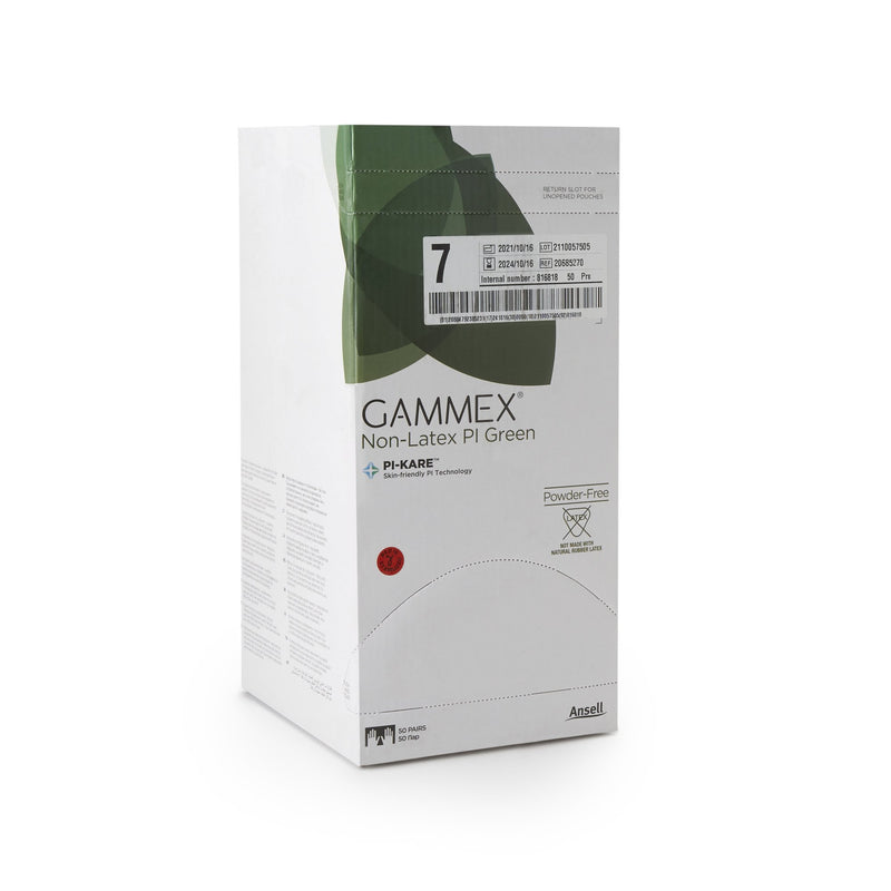 Gammex® Non-Latex PI Green Polyisoprene Surgical Glove, Size 7, Light Green, 1 Box of 50 () - Img 2