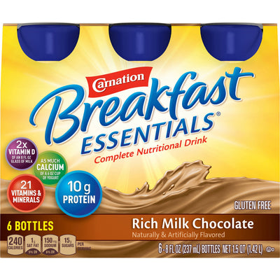 Carnation Breakfast Essentials® Chocolate Oral Supplement, 8 oz. Bottle, 1 Pack of 6 (Nutritionals) - Img 1