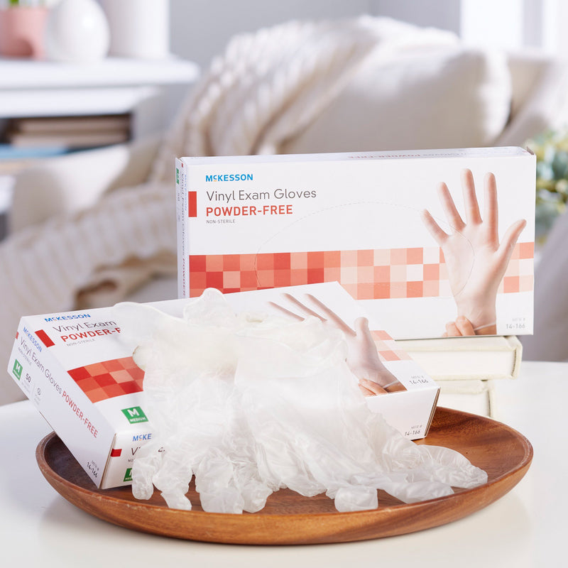 McKesson Confiderm® Vinyl Exam Glove, Medium, Clear, 1 Box of 50 () - Img 9