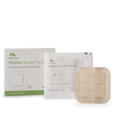 Mepilex® Border Flex Lite Silicone Foam Dressing, 4 x 4 Inch, 1 Case of 50 (Advanced Wound Care) - Img 1