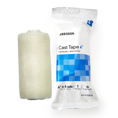 McKesson White Cast Tape, 4 Inch x 4 Yard, 1 Box of 10 (Casting) - Img 1