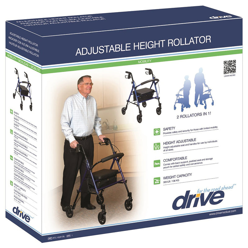 drive™ 4 Wheel Rollator, Blue, 1 Each (Mobility) - Img 5