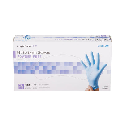 McKesson Confiderm® 3.8 Nitrile Exam Glove, Extra Large, Blue, 1 Box of 100 () - Img 3