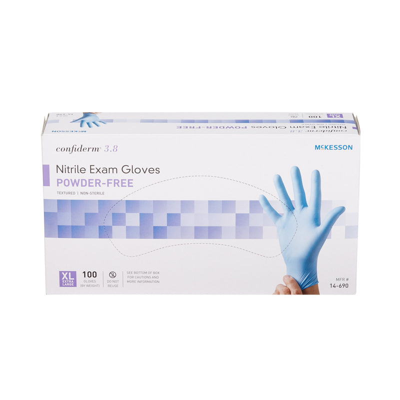McKesson Confiderm® 3.8 Nitrile Exam Glove, Extra Large, Blue, 1 Box of 100 () - Img 3