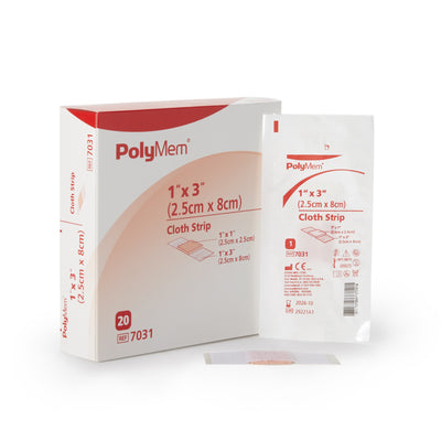 PolyMem® Pink / White Adhesive Strip, 1 x 3 Inch, 1 Case of 100 (General Wound Care) - Img 1