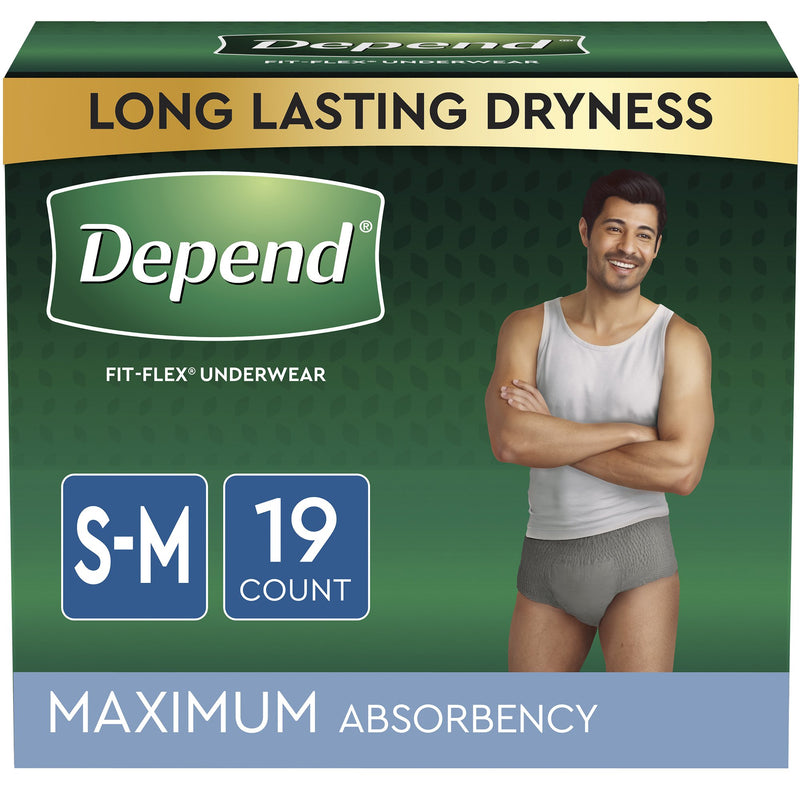 Depend FIT-FLEX Absorbent Underwear for Men, Small/Medium, Pull-On, Gray, Disposable, 1 Pack of 19 () - Img 5
