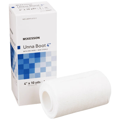 McKesson Unna Boot, Zinc Oxide, 4 Inch x 10 Yard, 1 Box (General Wound Care) - Img 1